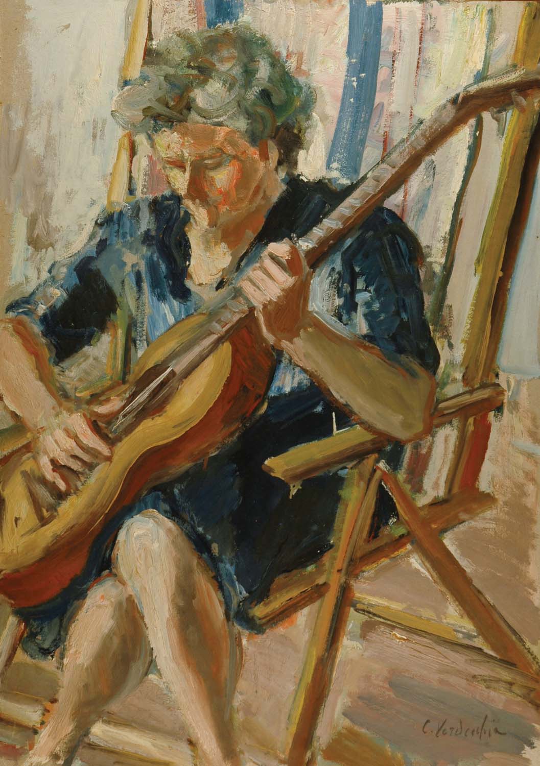 Maria mentre suona la chitarra